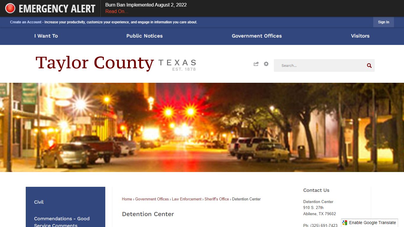Detention Center | Taylor County, TX - Official Website